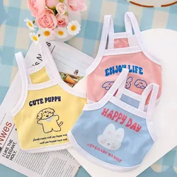 Ropa azul de verano para perros, sudadera fina con estampado bonito y elegante de Color macarrón, camisola, chaleco para ropa para cachorros de peluche