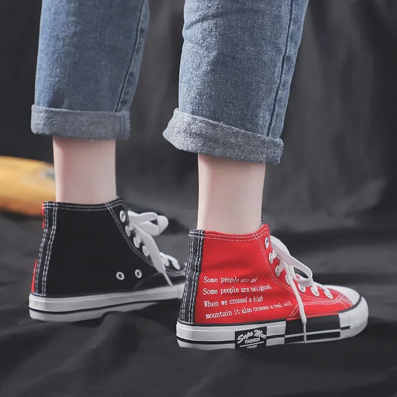 Zapatillas de lona altas para mujer, zapatos a la moda de diseñador, otoño, talla grande, 270 mm, 2020 - imagen 2