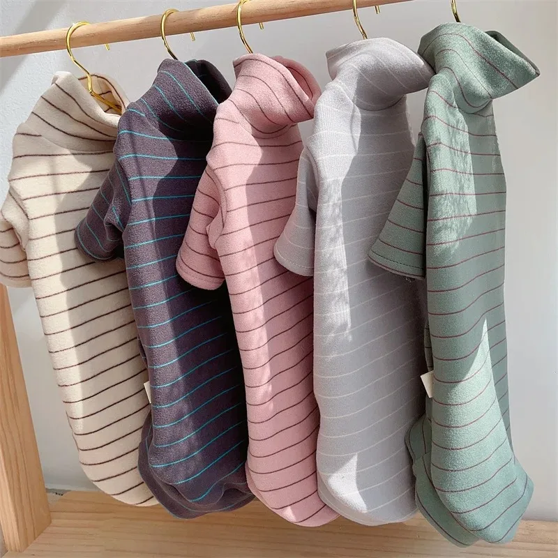 Ropa interior suave para gatos Sphynx, ropa para gatos en primavera, mono cálido de lana a rayas para gatitos, perros, camisa de manga larga Devon Rex - imagen 2