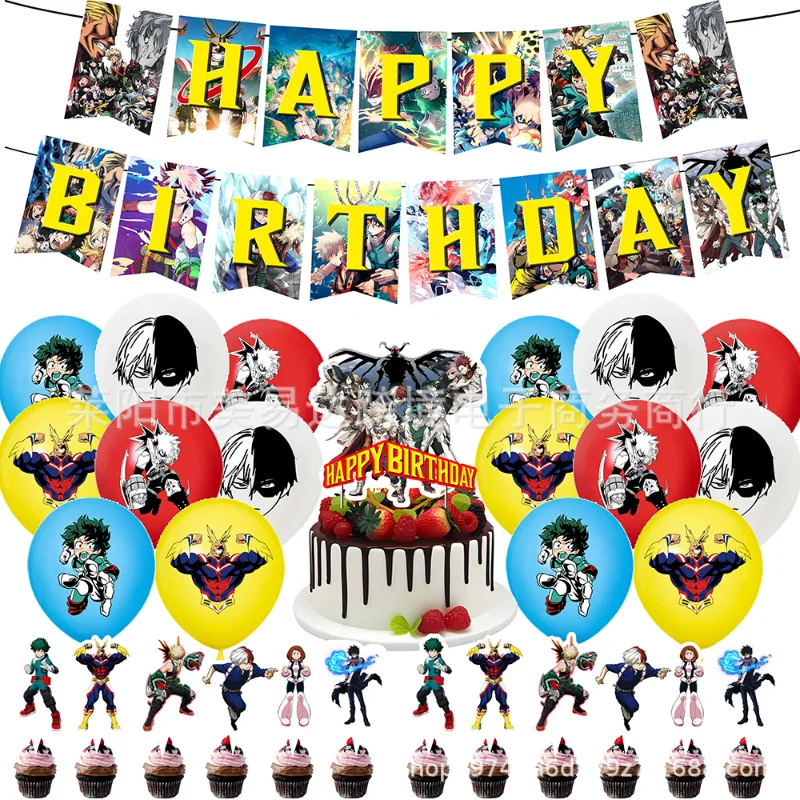 Set Decoración Cumpleaños Anime My Hero Academia para Gatos y Perros