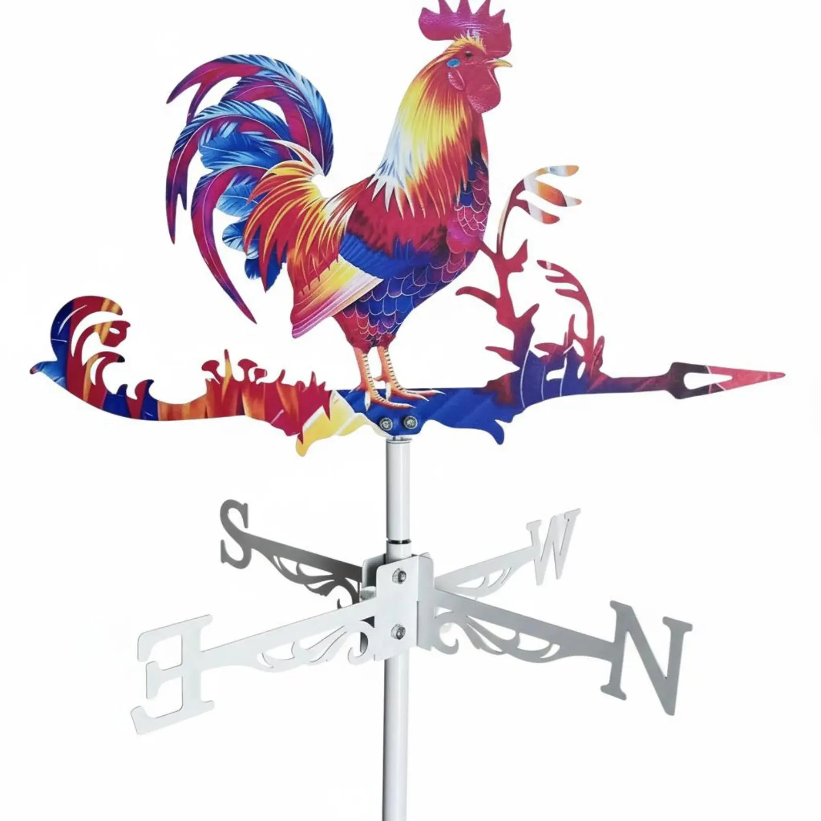 Veleta de gallo en hierro forjado colorida, duradera e impermeable