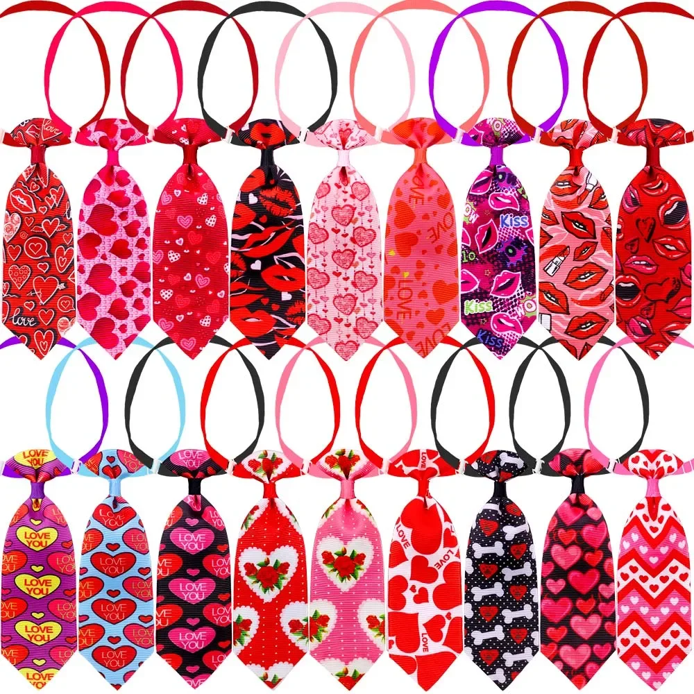50pcs Valentine's Pink Pet Dog Bow Tie Girl Samll Dogs Bowties Dog Hair Bows Love Dog Bandana Large Dogs Neckties Pet Supplies - imagen 4