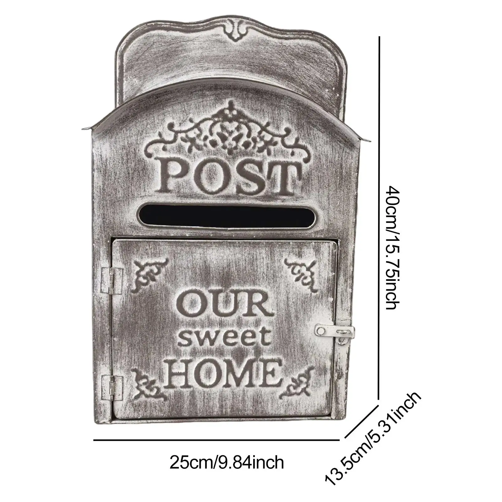 Iron Decorative Mailbox Wall Mounted Accessories Multifunctional Outdoor Patio Decor 9.8x5.3x15.7inch Letter Box Ornamental