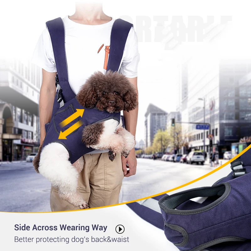 Mochila para perros, transportador de perros al aire libre para montar a caminar, paquete frontal, protección trasera y cintura, transpirable, fácil de instalar, bolsa de viaje para mascotas - imagen 3