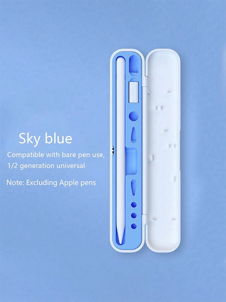 Aplicable a Apple Pencil Estuche de almacenamiento de 1.a/2a generación, cubierta protectora de lápiz capacitivo con cubierta de punta y organizador de adaptador