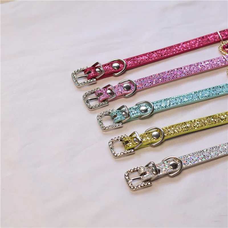 Collar de cuero corazón cristal ajustable para perros y gatos - imagen 5