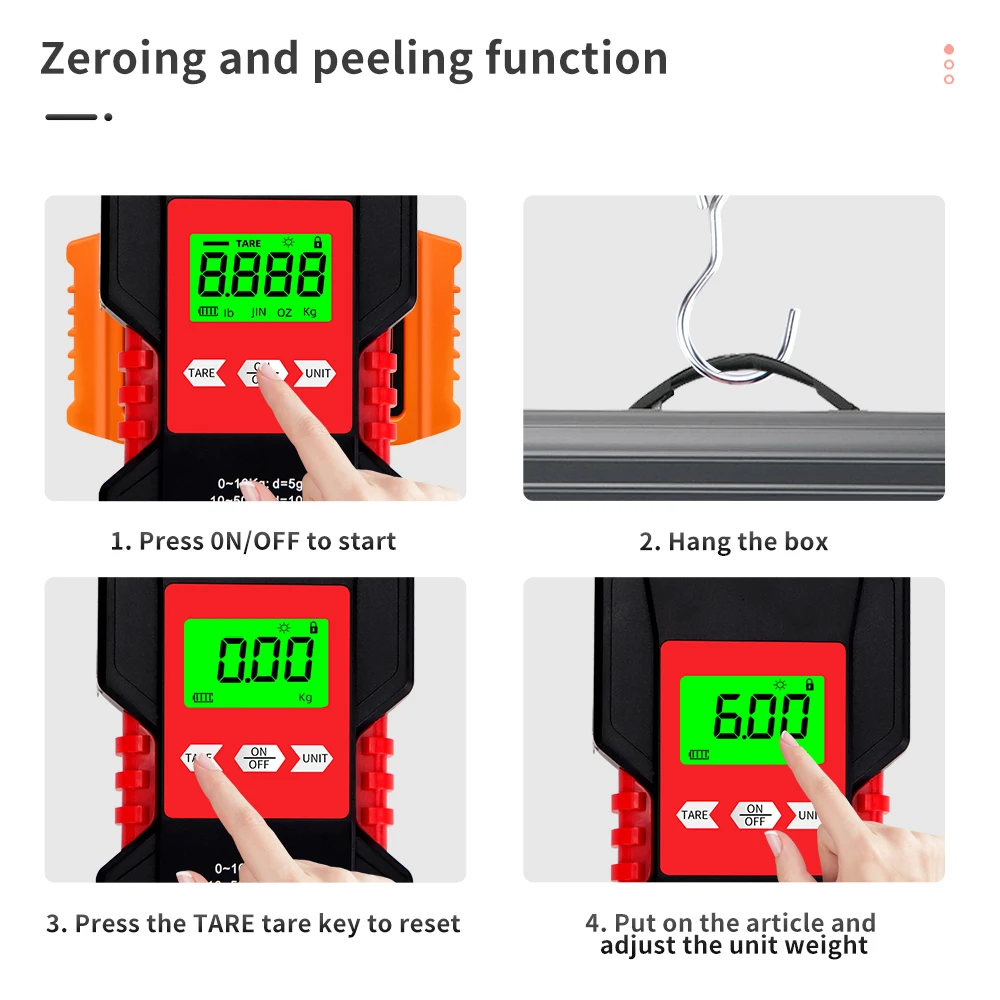 Báscula colgante Digital impermeable de 50kg/5g, Mini báscula de gancho LCD, báscula de mano electrónica portátil, báscula de pesaje para equipaje de pesca - imagen 4