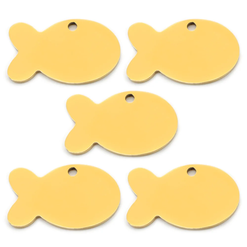 100 Uds. Etiqueta de identificación de mascota personalizada forma de pez acero inoxidable en blanco grabado colgante accesorios llavero regalo