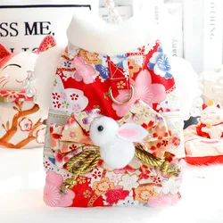 Falda kimono flores de cerezo para perro pequeño en algodón acolonado