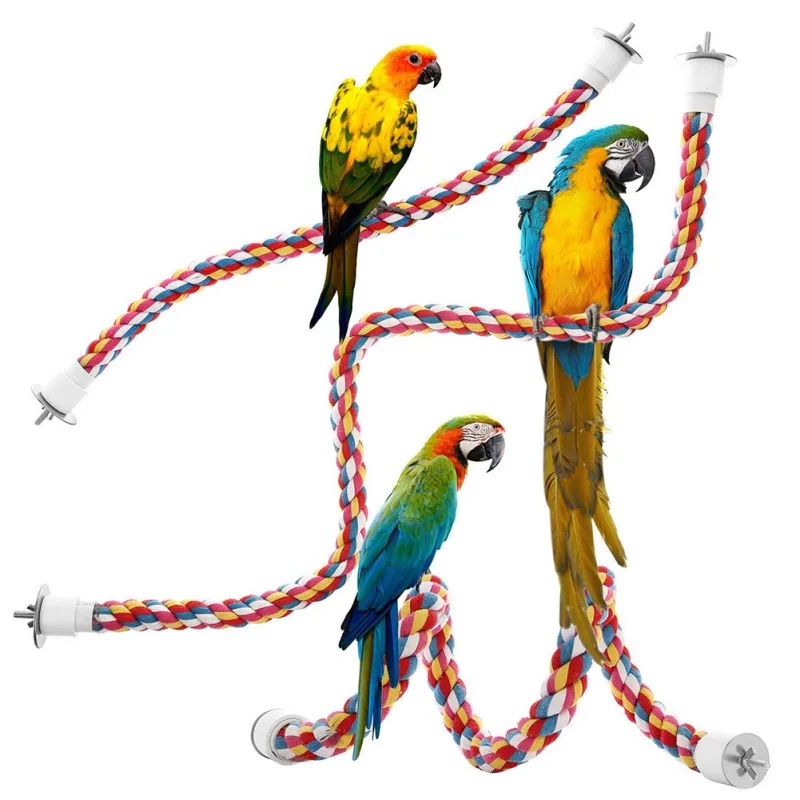 40/60/80/105cm cuerda colorida para loros colgante trenzado periquito jaula para pájaros cacatúa juguete soporte para mascotas accesorios escalera columpio suministros - imagen 2