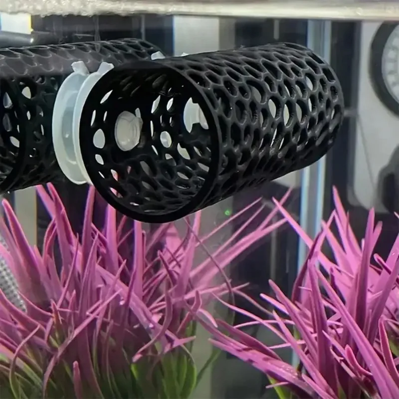 Esconderijo de peces para acuario, tubo hueco negro con ventosa para decoración de Betta y pecera pequeña, refugio seguro