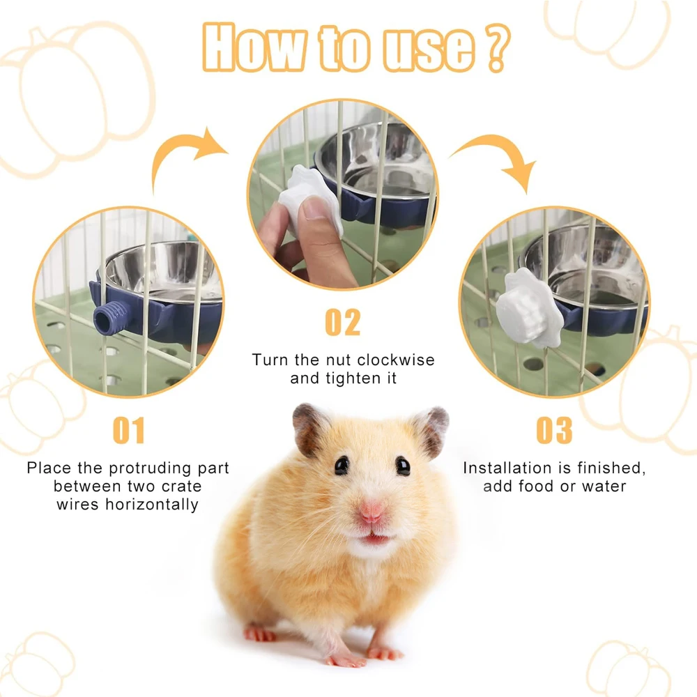 Cuenco de comida colgante de elevación móvil para mascotas, cuenco de agua de acero inoxidable en forma de calabaza para conejo, hámster, pájaro, gato, suministros de alimentación para mascotas - imagen 3