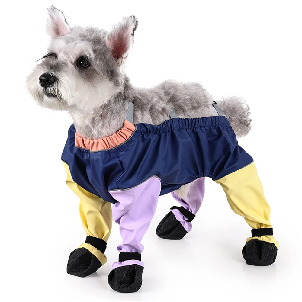 Monos ajustables de PU para mascotas para perros pequeños, ropa reflectante antisuciedad para perros, Schnauzer, cachorro de Pomerania, trajes para exteriores - imagen 3