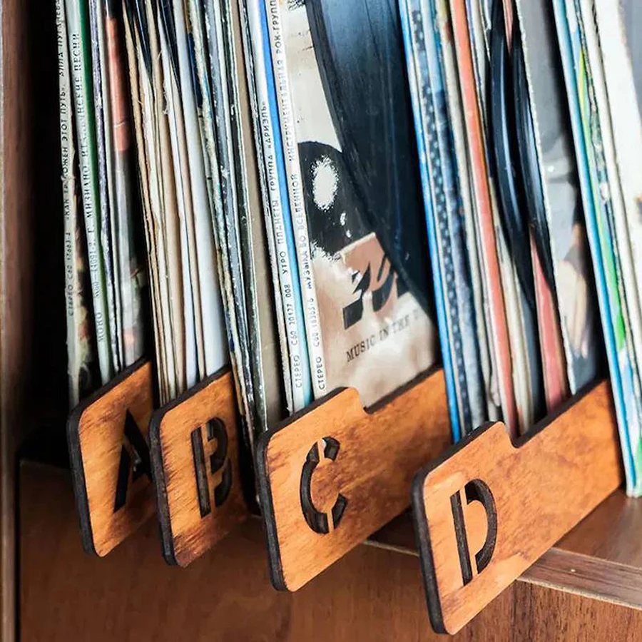 Separadores de discos de vinilo A-Z, piezas de madera, organizador - imagen 4