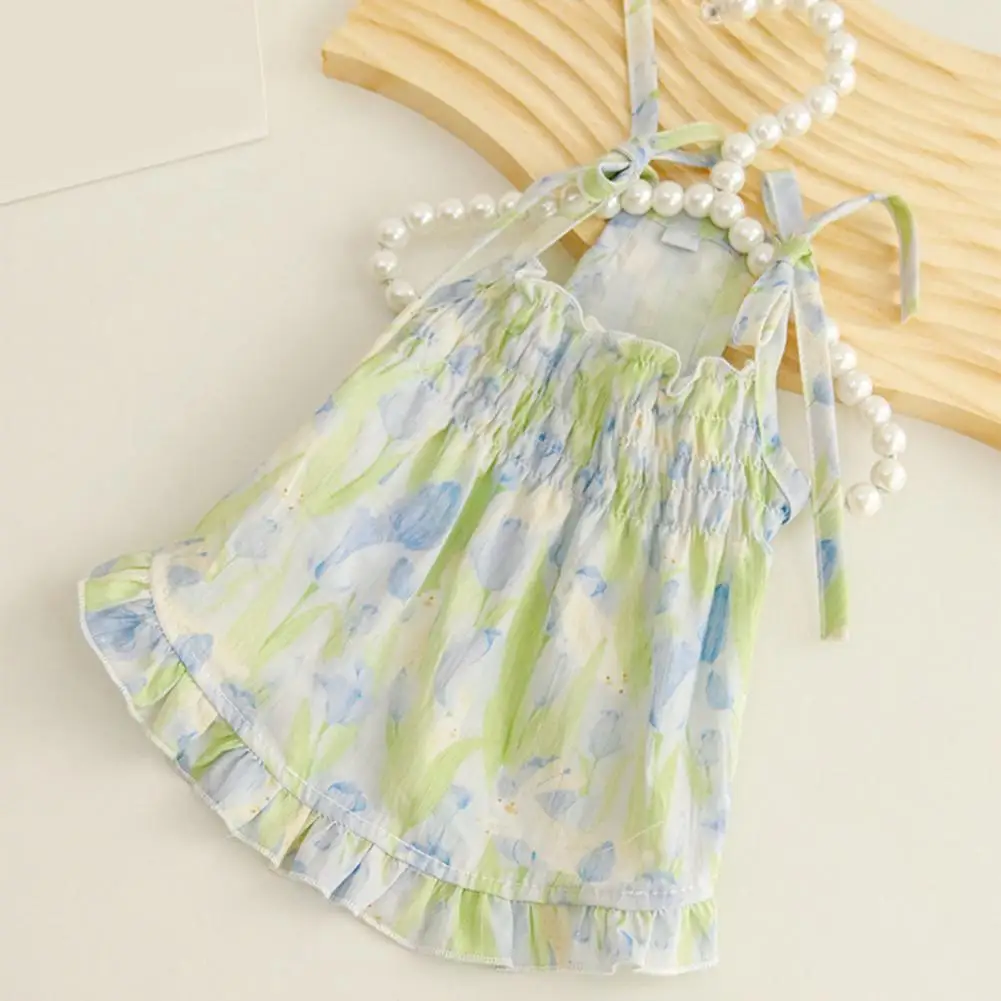 Vestido con dobladillo y volantes para gato, ropa Floral de princesa para mascotas - imagen 2