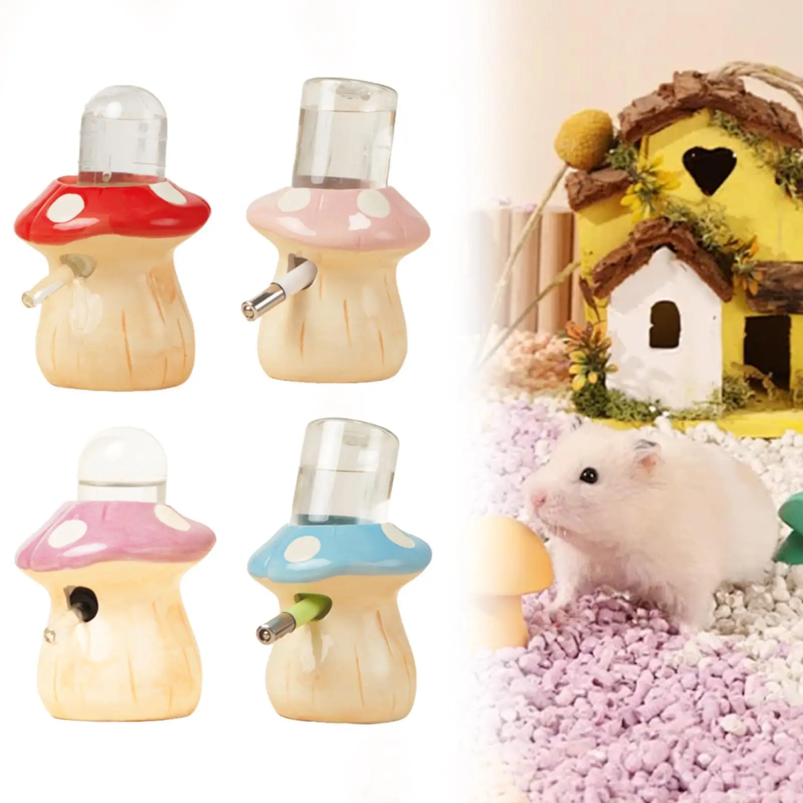 Hamster Water Bottle with Stand Holder Drinking,Creative,Small Pet Supplies Ceramic for Small Animals Chinchilla Ferret