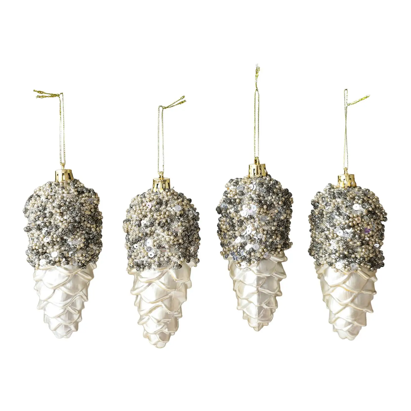 4x colgantes navideños en forma de conos de pino, artesanías, adorno navideño rústico, colgantes divertidos de Navidad para compromiso festivo - imagen 2