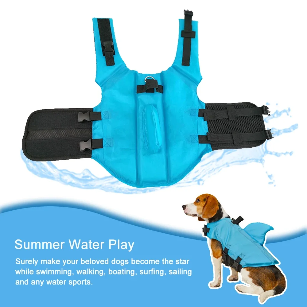 Chaleco salvavidas para perros con aleta de tiburón, flotabilidad mejorada, ropa de natación para perros pequeños, chaleco de seguridad con asa para surfear perros - imagen 5