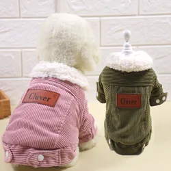 Abrigo de pana con cuello terciopelo para perros y gatos - Cálido invierno