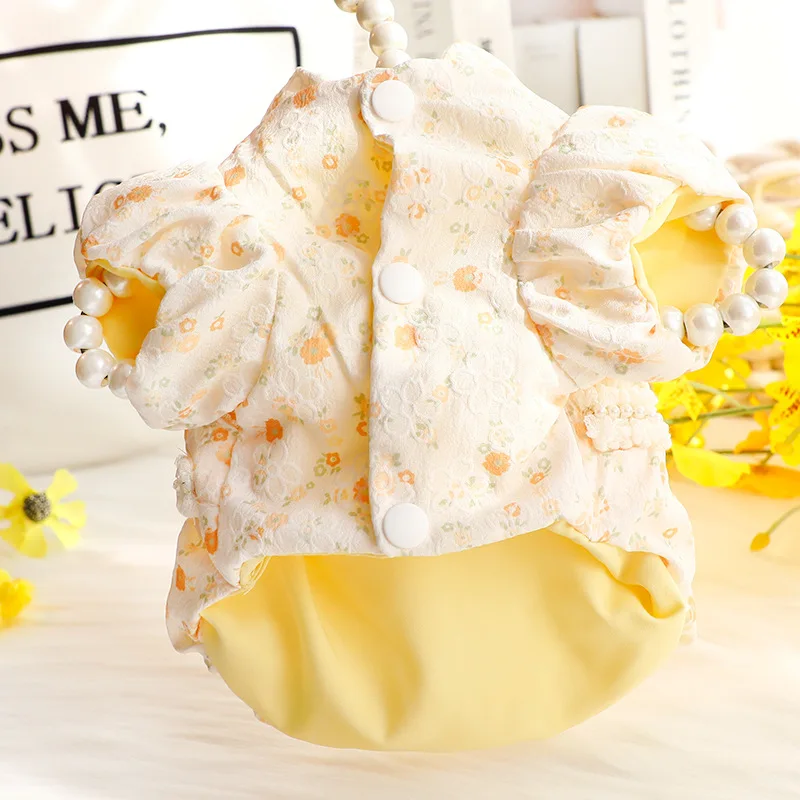 Vestido fino de gato para primavera y verano, vestido de princesa, falda Retro estampada, diseño de perros pequeños, Bichon, Chihuahua y ropa de peluche - imagen 4