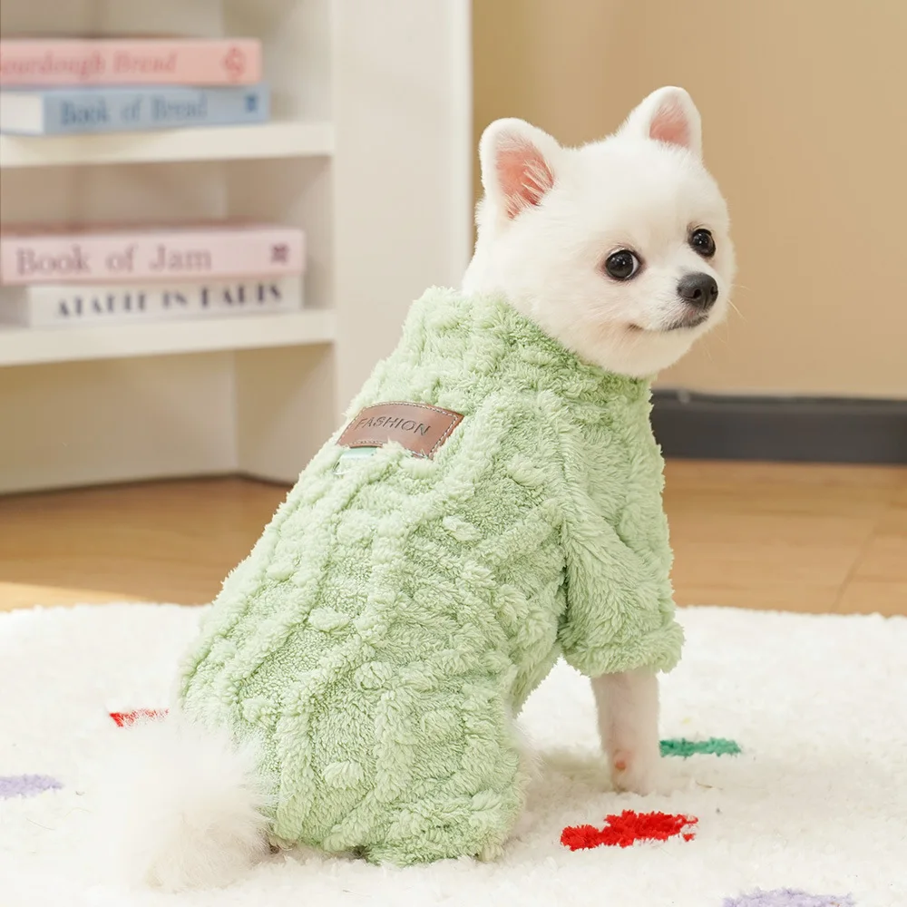 Mono de invierno para gatos y perros, ropa de cuatro patas para mantener el calor para mascotas, disfraz de franela suave para perros pequeños, abrigo grueso para cachorros de Chihuahua - imagen 4
