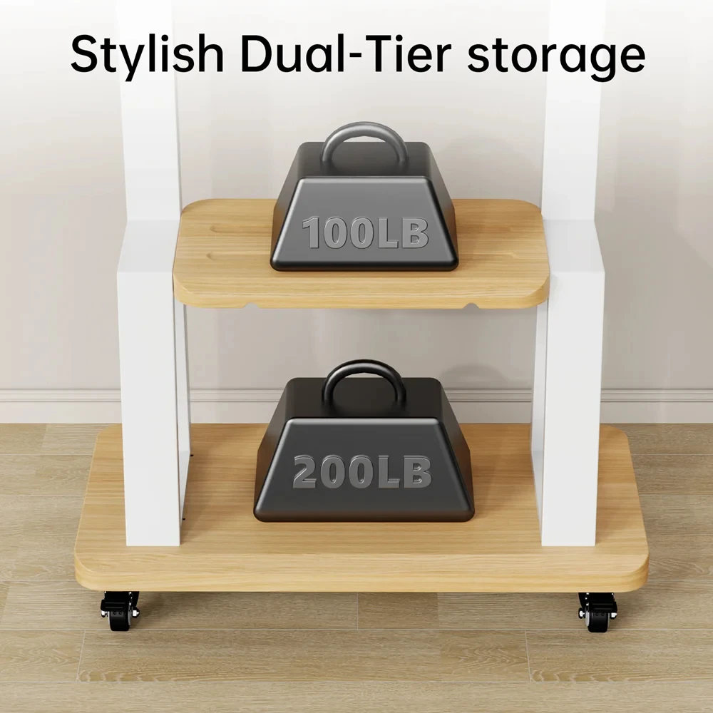 Carro de TV móvil para pantallas de 32-75 pulgadas, soporte de TV de piso rodante móvil con rueda de bloqueo de estante, altura ajustable y resistente - imagen 4