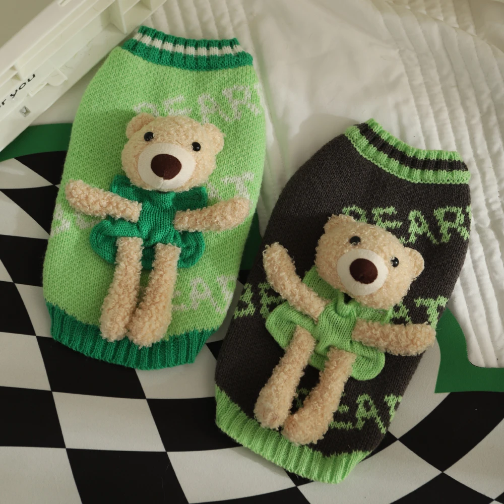 HOOPET-ropa para mascotas con oso, suéter para perro Chihuahua, chaleco de moda para perros y gatos, abrigo de peluche para perro salchicha, accesorios para mascotas - imagen 5
