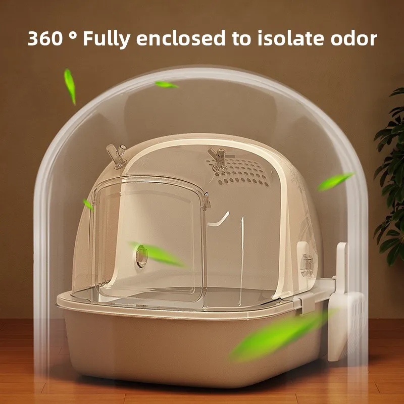 Caja de arena grande para gatos, inodoro abatible antiolor tipo cajonera, orinales de plástico antisalpicaduras, accesorios de limpieza de productos para mascotas - imagen 3