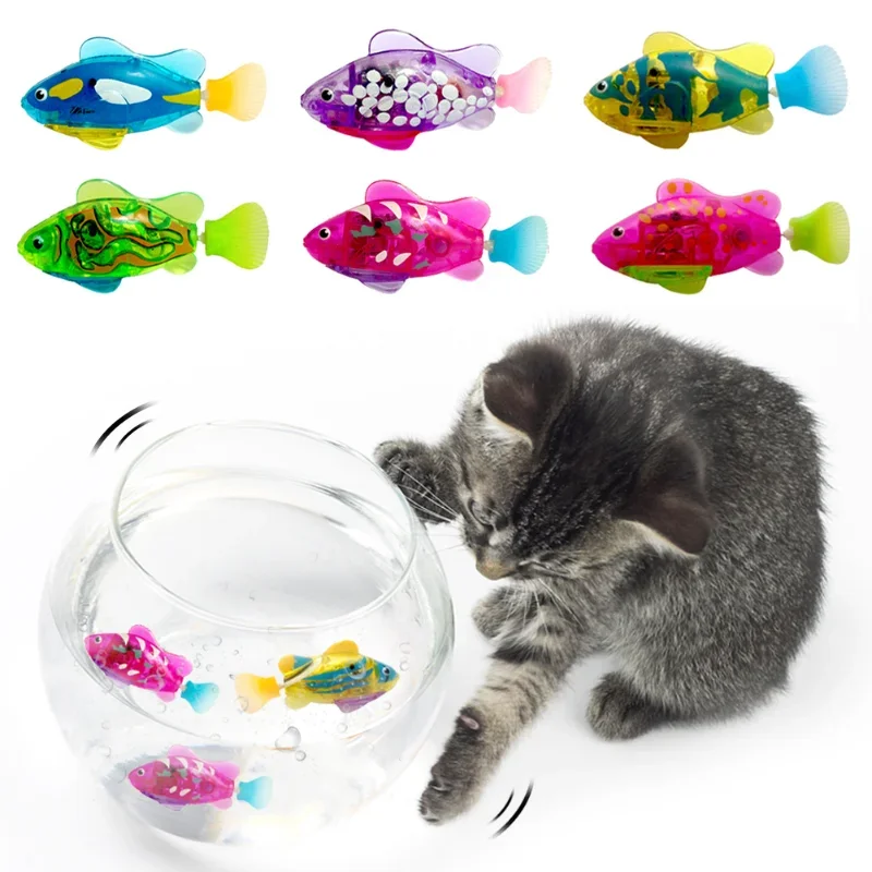 Juguete de pez eléctrico interactivo para gatos, juguete de agua para gatos para jugar en interiores, juguete de pez Robot de natación para gatos y perros con luz LED, juguetes para mascotas - imagen 4