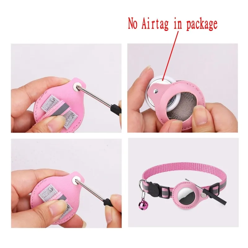 Funda para Apple Airtag, Collar con campana para perro y gato, localizador GPS, funda protectora reflectante para rastreador de etiquetas de aire, Collar Airtag para perro mascota - imagen 5