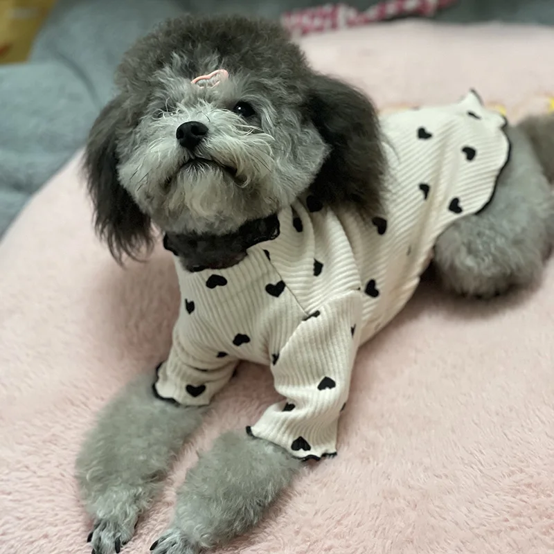 Camiseta de algodón para cachorros y gatos, camisetas interiores con estampado dulce, jerseys para perros pequeños, gatos, Chihuahua Shih Tzu, ropa interior para mascotas - imagen 4