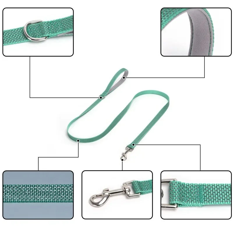 Correa reflectante para perro, asa acolchada cómoda para caminar, cuerda de nailon, 150cm, accesorios para mascotas - imagen 5