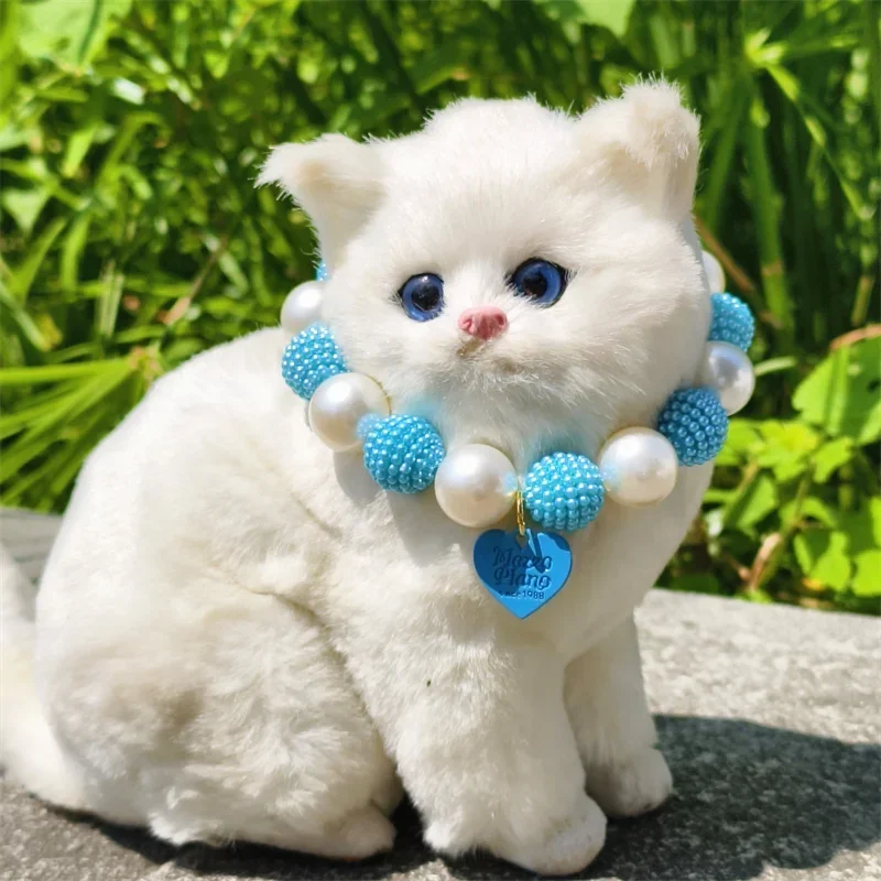 Collar de perro ajustable de lujo con collar de perlas grandes y colgante de corazón de melocotón para regalos de fiesta de cumpleaños para mascotas, accesorios para perros - imagen 5