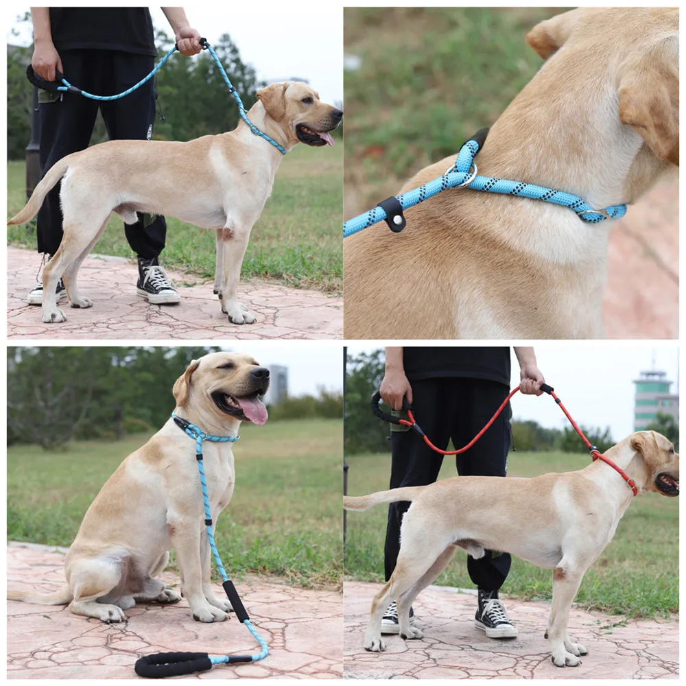 Correa de plomo para perros con cuerda reflectante de 1,6 M para perros pequeños y grandes, correas básicas de nailon para caminar, Collar para perros grandes - imagen 4