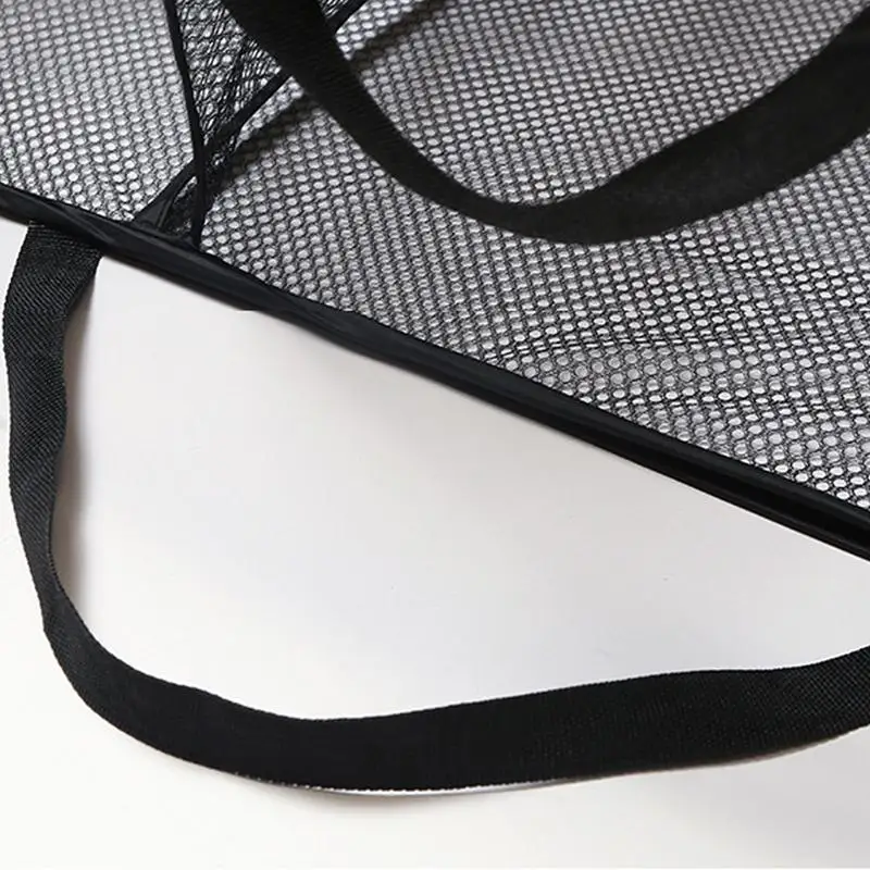 Cesta de malla para la colada, cesto clasificador de ropa sucia con 3 compartimentos, diseño plegable, con asa - imagen 3