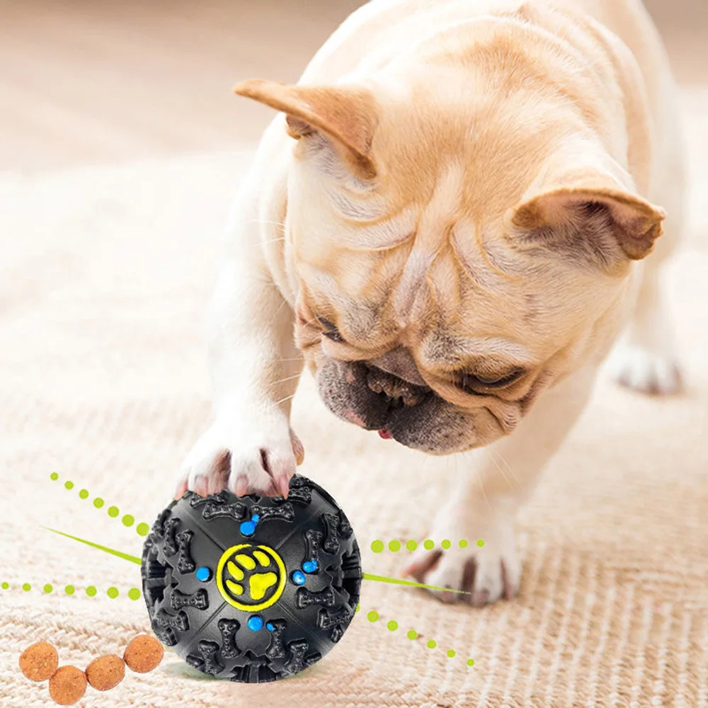 Parodia divertido Bulldog Francés mascota pelota chillón juguete entrenamiento cachorro perro grande rompecabezas comida con fugas juguetes para perros pequeños medianos Accesorios - imagen 3