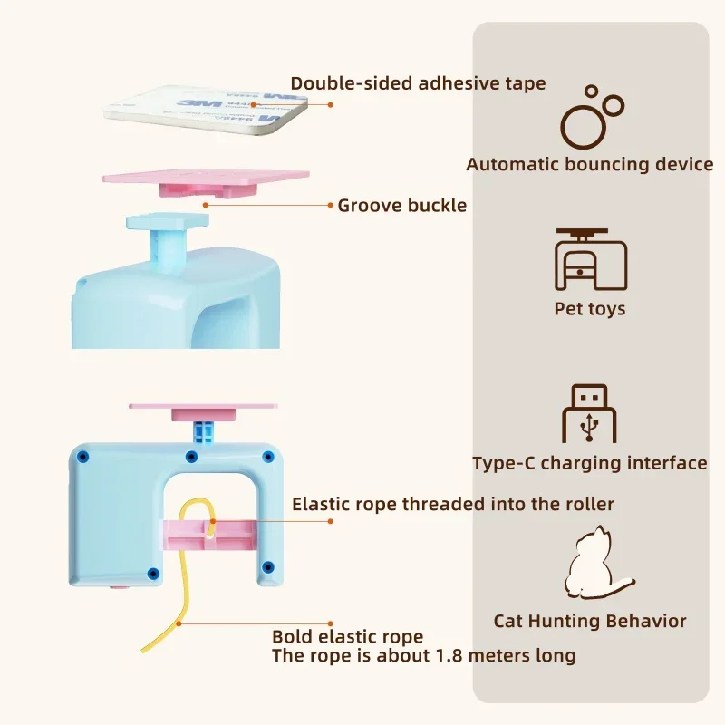 Juguetes para aliviar el estrés para gatos, puerta colgante interactiva recargable, juguete para gatos, pájaro volador eléctrico automático, juguete para caza - imagen 4