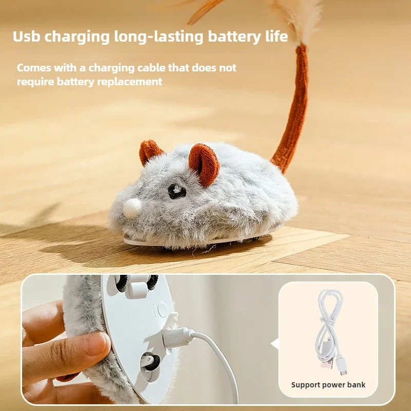 Nuevo juguete automático para gatos, ratón eléctrico inteligente, juguete con sonido de carga USB, juguete interactivo para gatos chirriantes - imagen 4