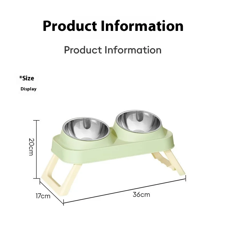 Cuenco elevado de acero inoxidable para gatos, plato doble, antideslizante, sin punta, soporte para el cuello para mascotas, perros y gatos - imagen 5