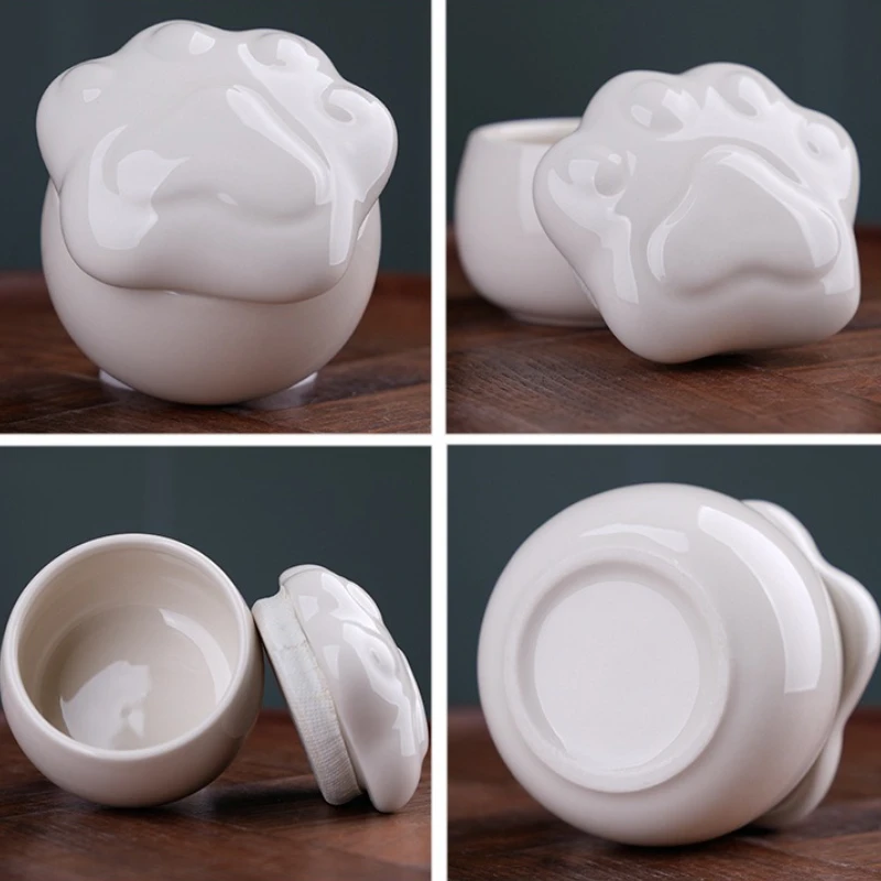 Urnas Retro de cerámica gruesa con forma de pata de gato para cenizas de mascotas, memoriales funerarios, urna de ceniza para mascotas muertas, recuerdo de cremación sellado de cerámica, urnas para gatos - imagen 4