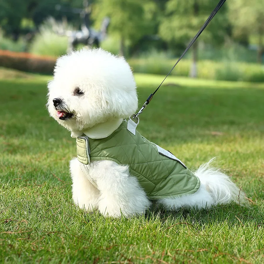 Perro Otoño Invierno pecho espalda chaleco con bolsillos grandes ajustables oso de peluche nueva chaqueta de invierno para perros ropa para cachorros para perros pequeños - imagen 3