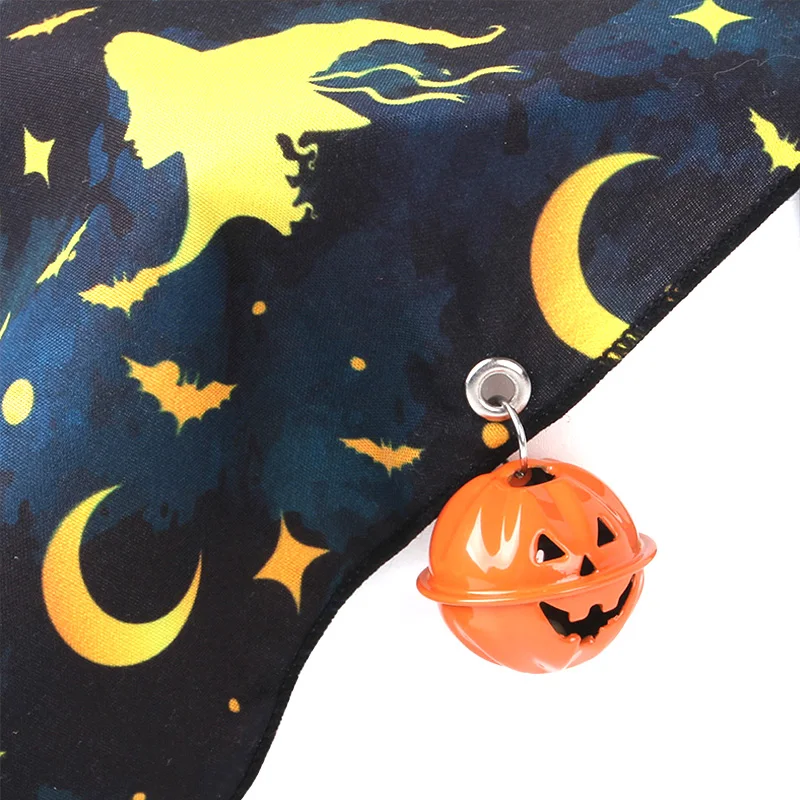 Bufanda para mascotas de Halloween, Bandana para perros y calabazas con campana, toalla triangular divertida para perros y gatos, Baberos para cachorros y brujas, suministros para mascotas de Halloween - imagen 5
