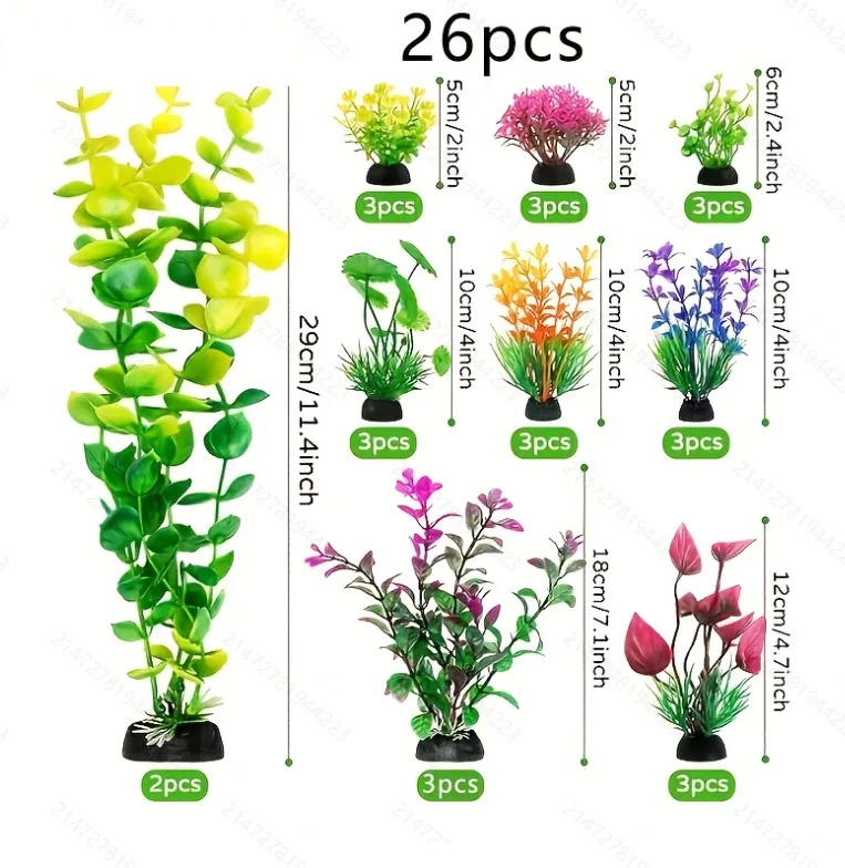 Plantas artificiales decorativas para acuario – Kit 6 piezas - imagen 3