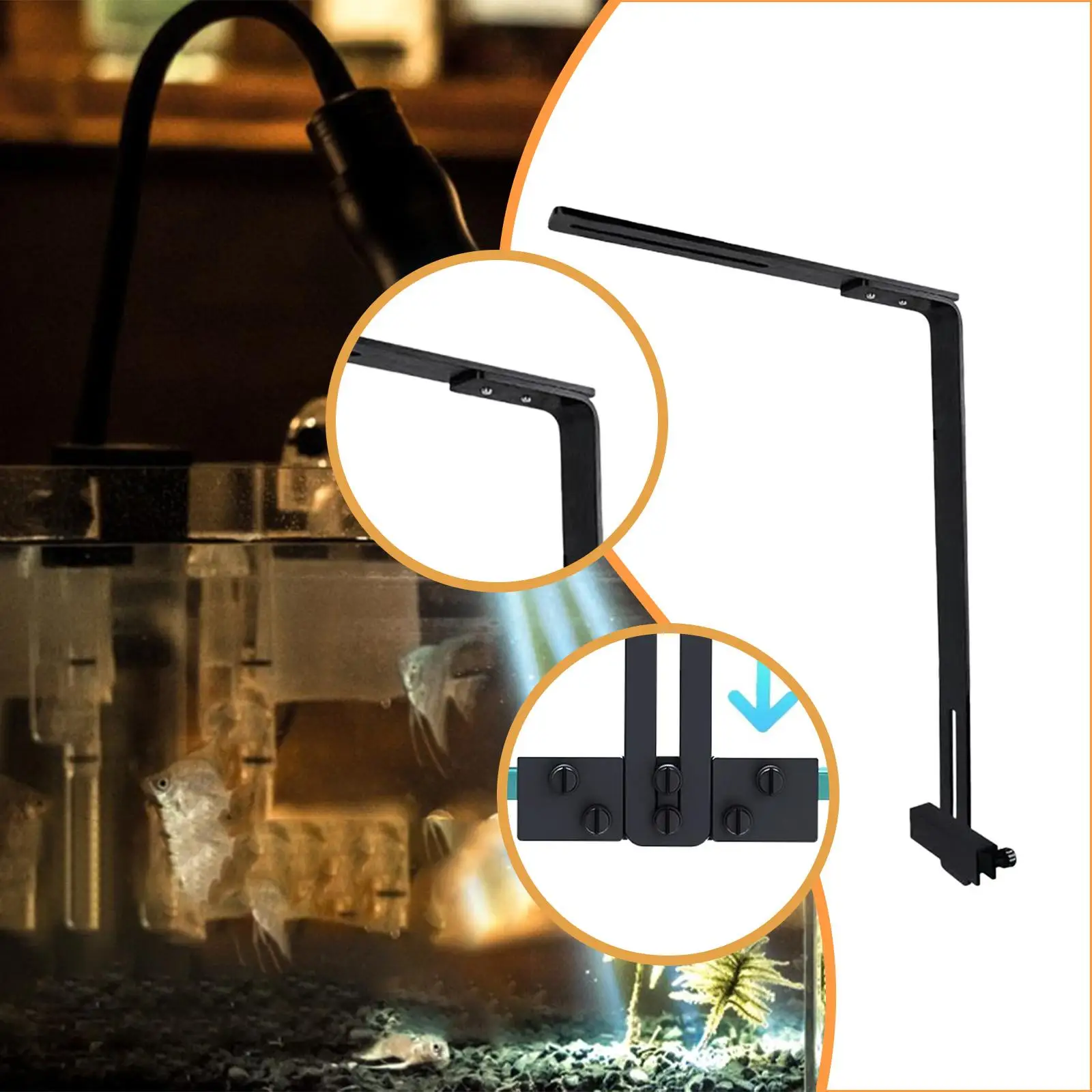 Soporte de luz de acuario de aleación de aluminio, soporte de lámpara ajustable para plantas acuáticas y accesorios de pecera - imagen 5