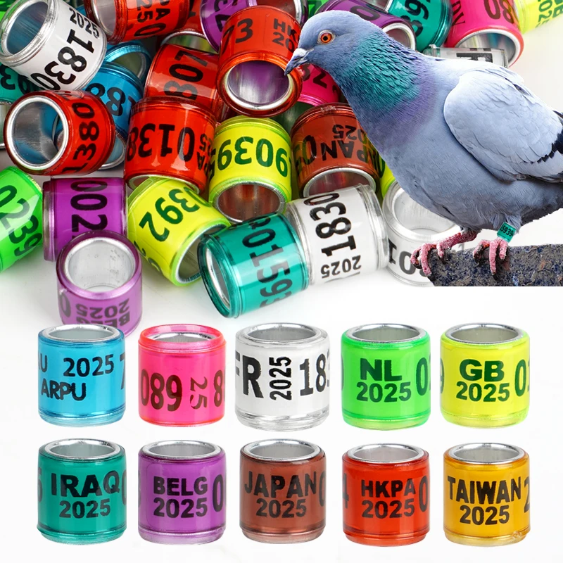100 Uds 2026 anillo de pie de Paloma de plástico de aluminio con número letra pájaro pierna signo anillos Fly Race identificación círculo peregrino - imagen 2