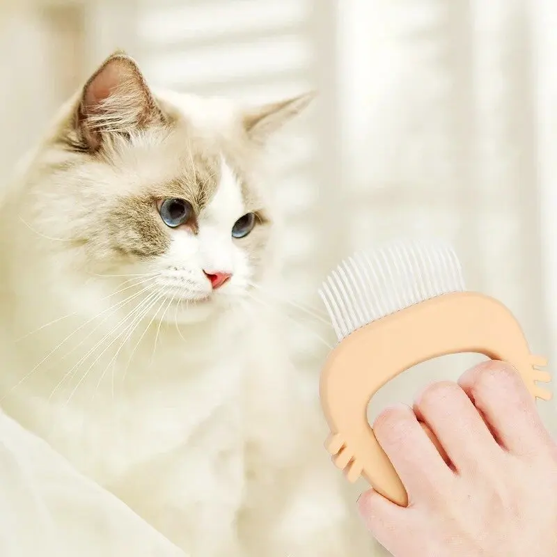 Peines para perros y gatos, cepillo removedor de pelo, herramientas de aseo para mascotas, peine de masaje para perros, cepillo con mango bonito, peine con aguja para depilación de gatos - imagen 4
