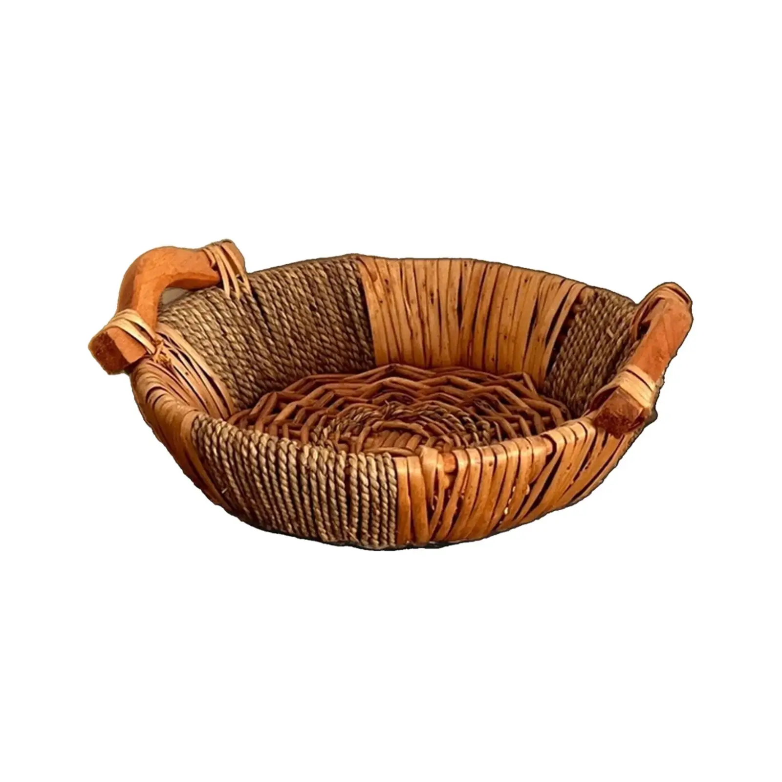 Wicker Woven Serving Tray Bread Basket Serving Basket Biscuit Cookies Pastry Display Basket for Picnic Restaurant Home Decor