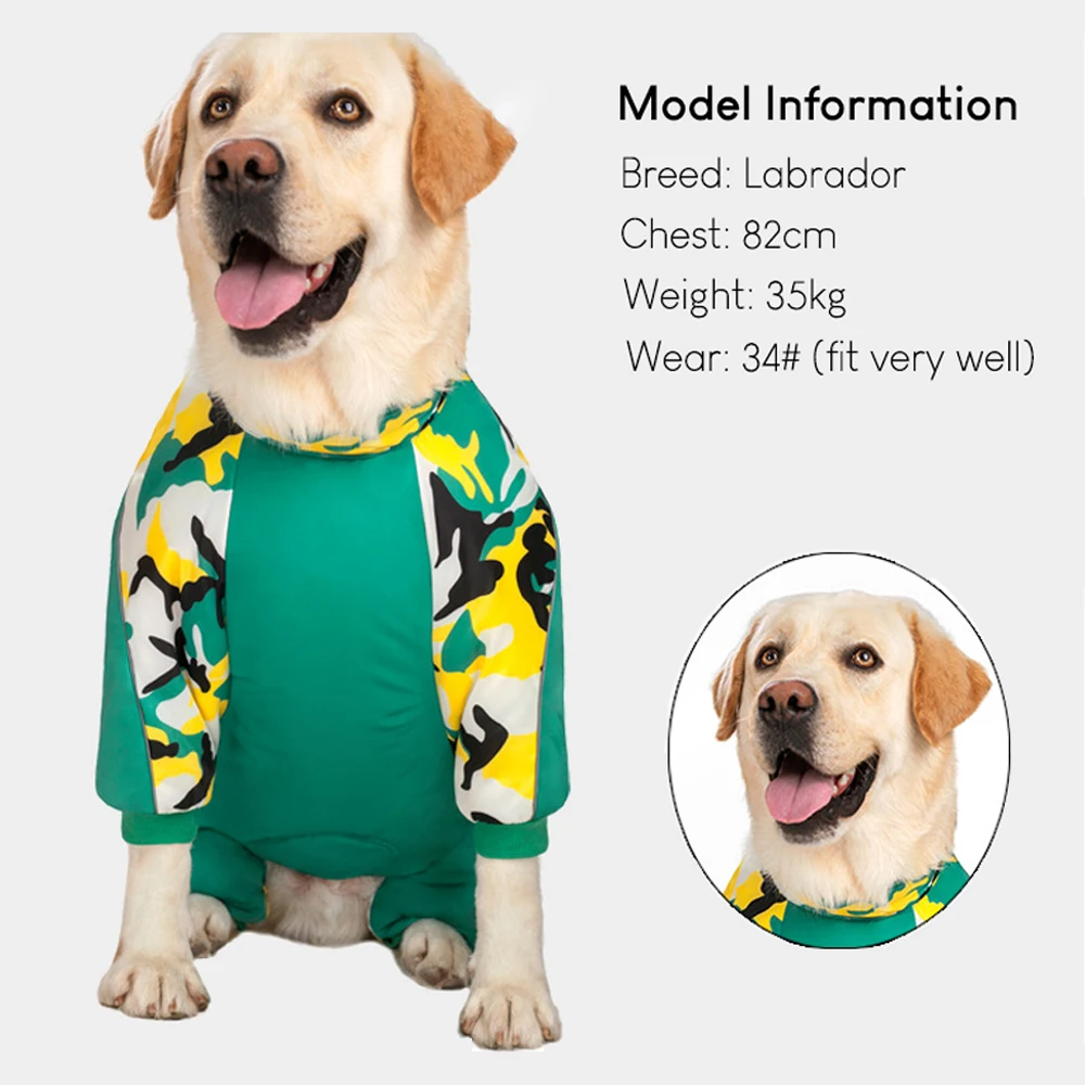 Abrigo de invierno para perros grandes, monos cálidos y gruesos impermeables para perros grandes, mono de nieve para mascotas con barriga completamente cerrada, ropa de camuflaje para exteriores - imagen 4