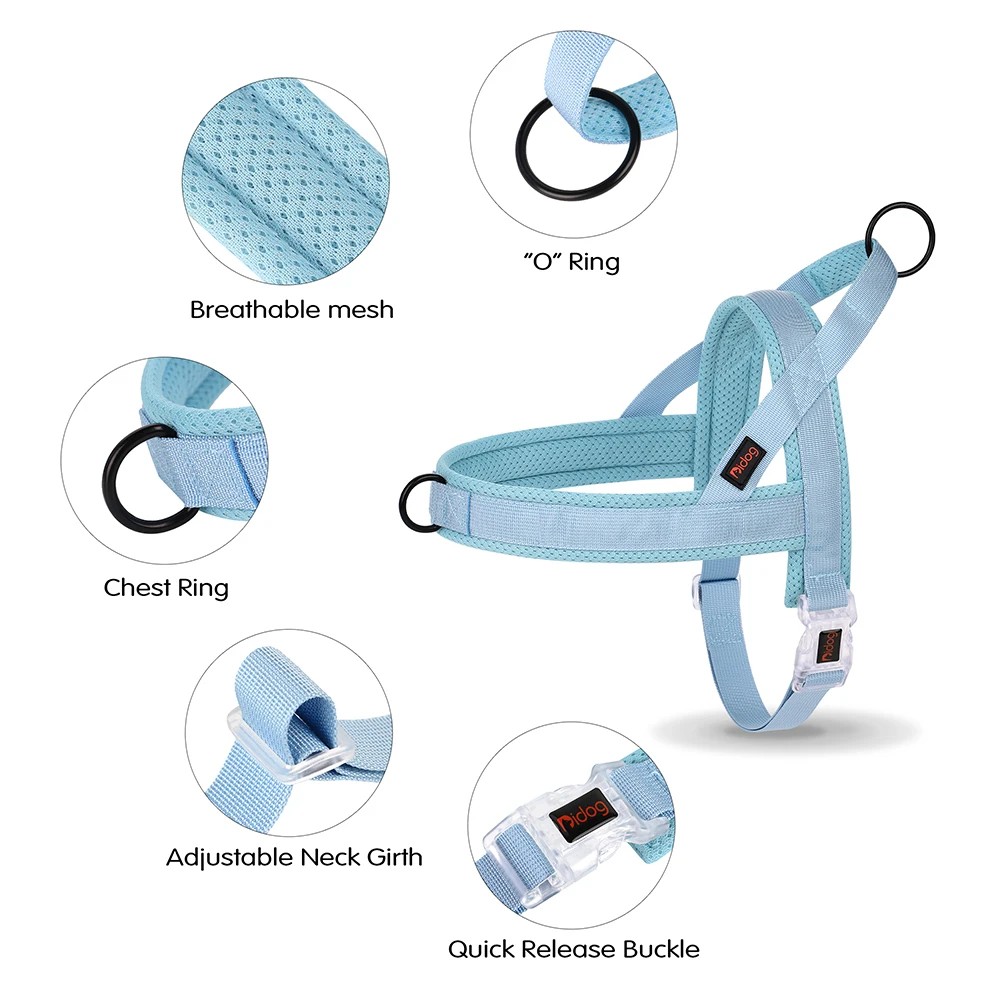 Arnés de nailon sin tirones para perros, arnés de entrenamiento ajustable para perros, chaleco, arneses transpirables para perros pequeños y grandes, color rosa