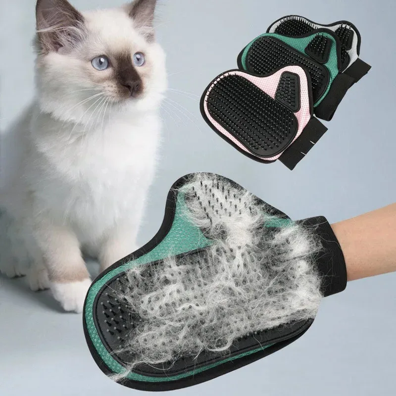 Guantes de masaje para baño de mascotas, peine para el pelo para despolluffar perros y gatos, deshedding de pelo de piel, peines suaves y eficientes, productos de masaje para el baño de mascotas - imagen 2